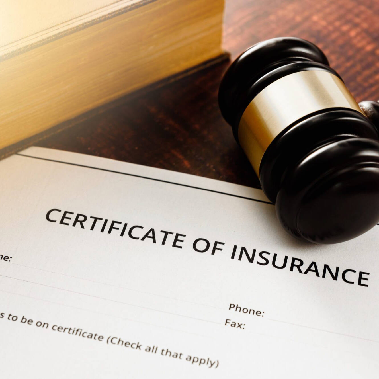 a stock photo of a certificate of insurance